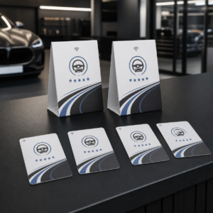 Automotive Reputation Pack με δύο NFC stands και τέσσερις Google review cards